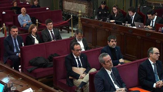 El banquillo de los acusados del juicio del 'procés' durante la declaración de los agentes de la Guardia Civil / EFE