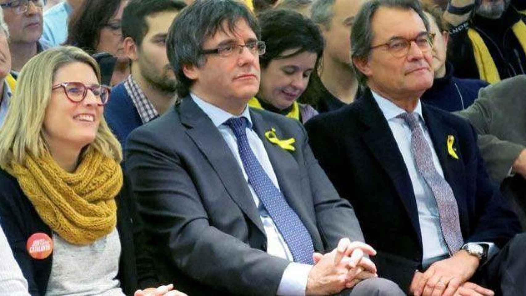 La cúpula del PDeCAT, Elsa Artadi, Carles Puigdemont y Artur Mas; en una imagen de archivo