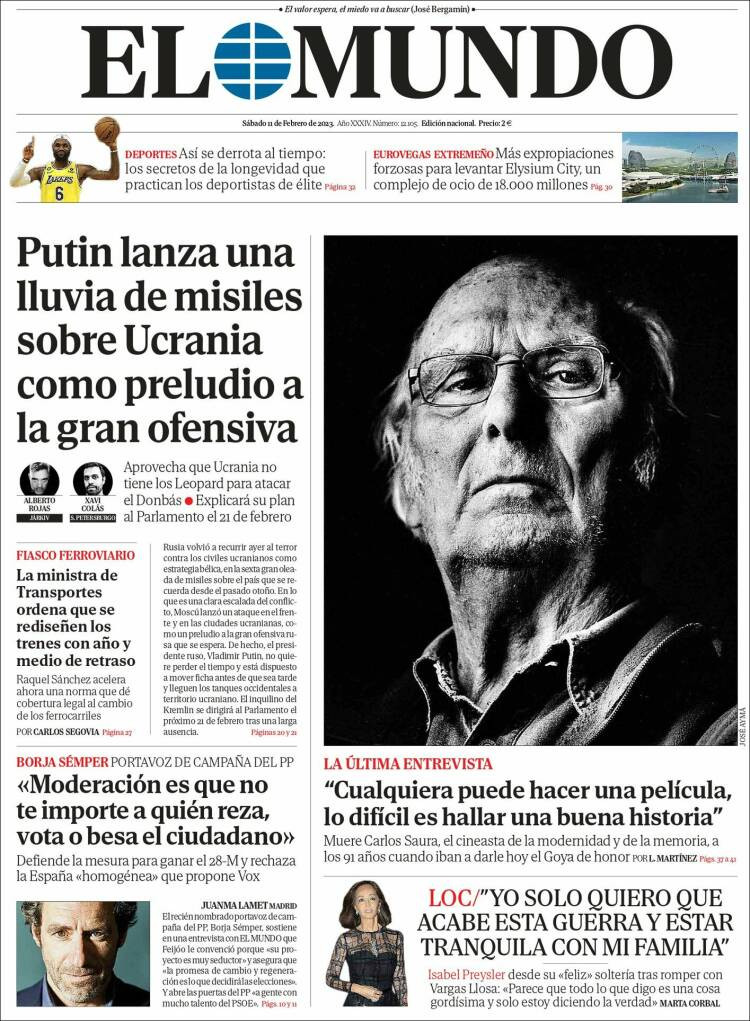 Portada de 'El Mundo' de 11 de febrero de 2023 / KIOSKO.NET