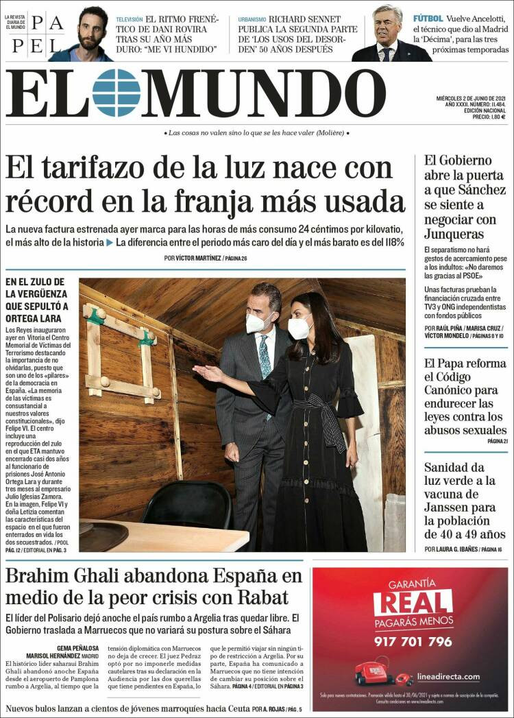 Portada de 'El Mundo' del 2 de junio de 2021 / EL MUNDO