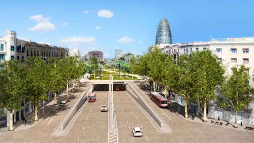 Simulación del túnel de Glòries que lleva 22 meses construyéndose y por el que se se rescindió el contrato con la UTE / AJUNTAMENT DE BCN