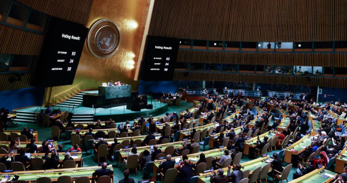 La votación de la Asamblea General de las Naciones Unidas sobre la expulsión a Rusia del Consejo de Derechos Humanos / JASON SZENES - EPA