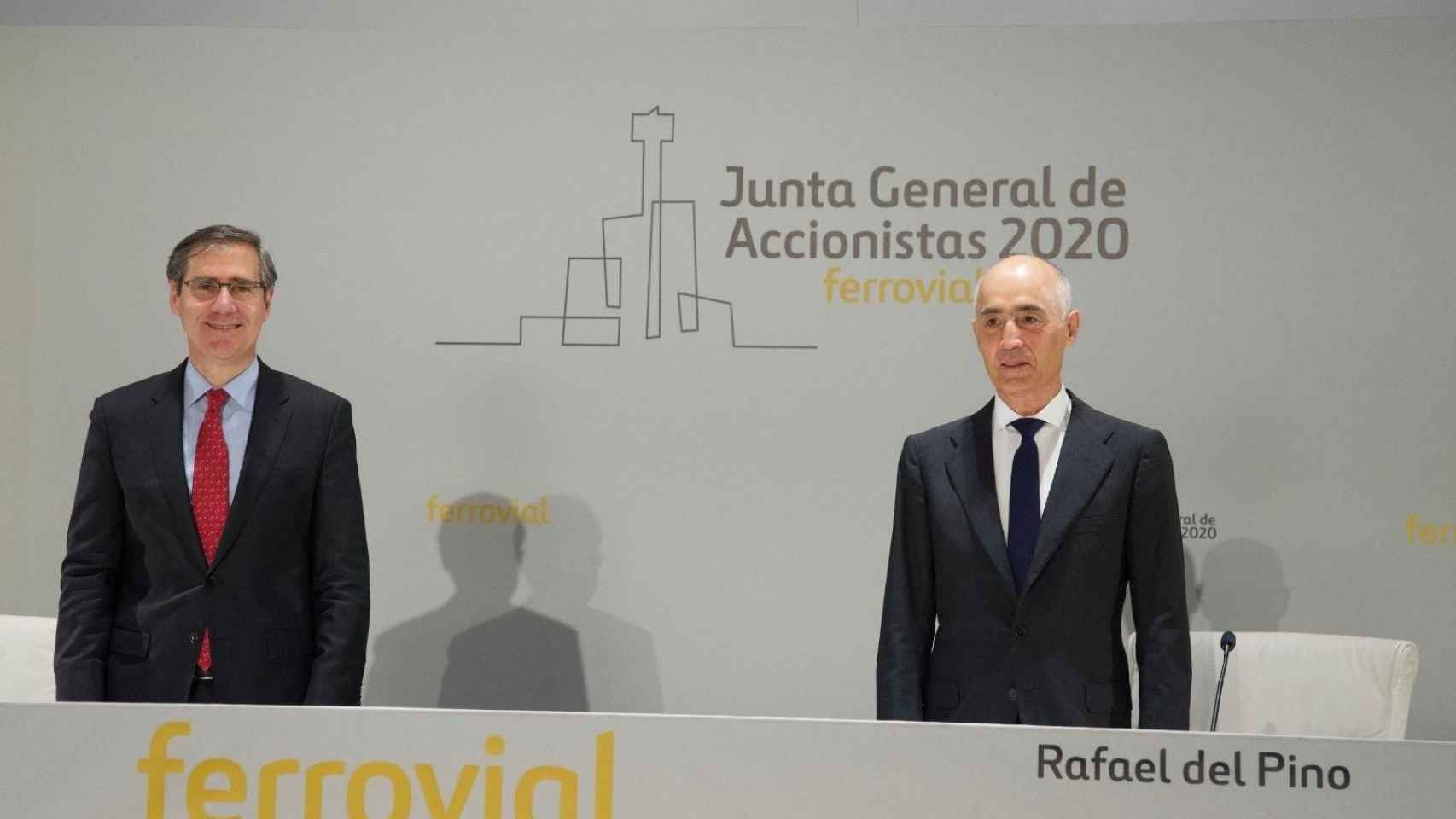 El presidente de Ferrovial, Rafael del Pino (dcha.), y el consejero delegado, Ignacio Madridejos / EP