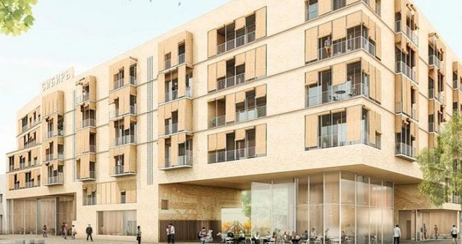 El bloque de 47 viviendas de alquiler asequible que elevará Mediapro para el Ayuntamiento de Barcelona / CG