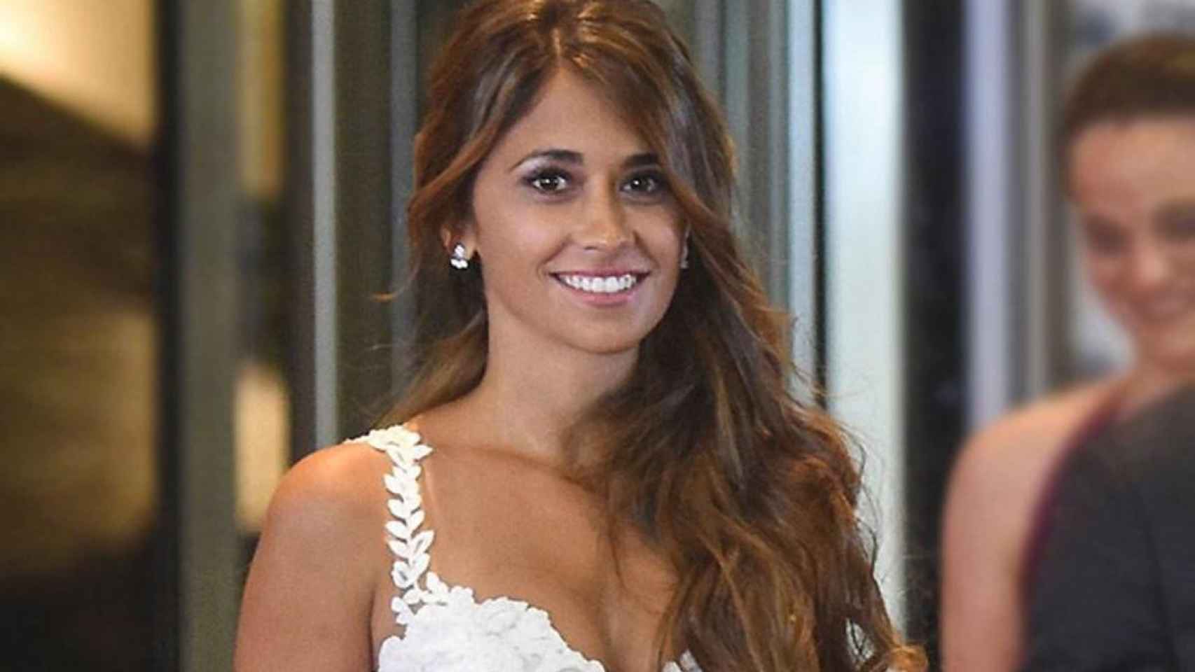 Antonella Roccuzzo en el día de su boda con Leo Messi