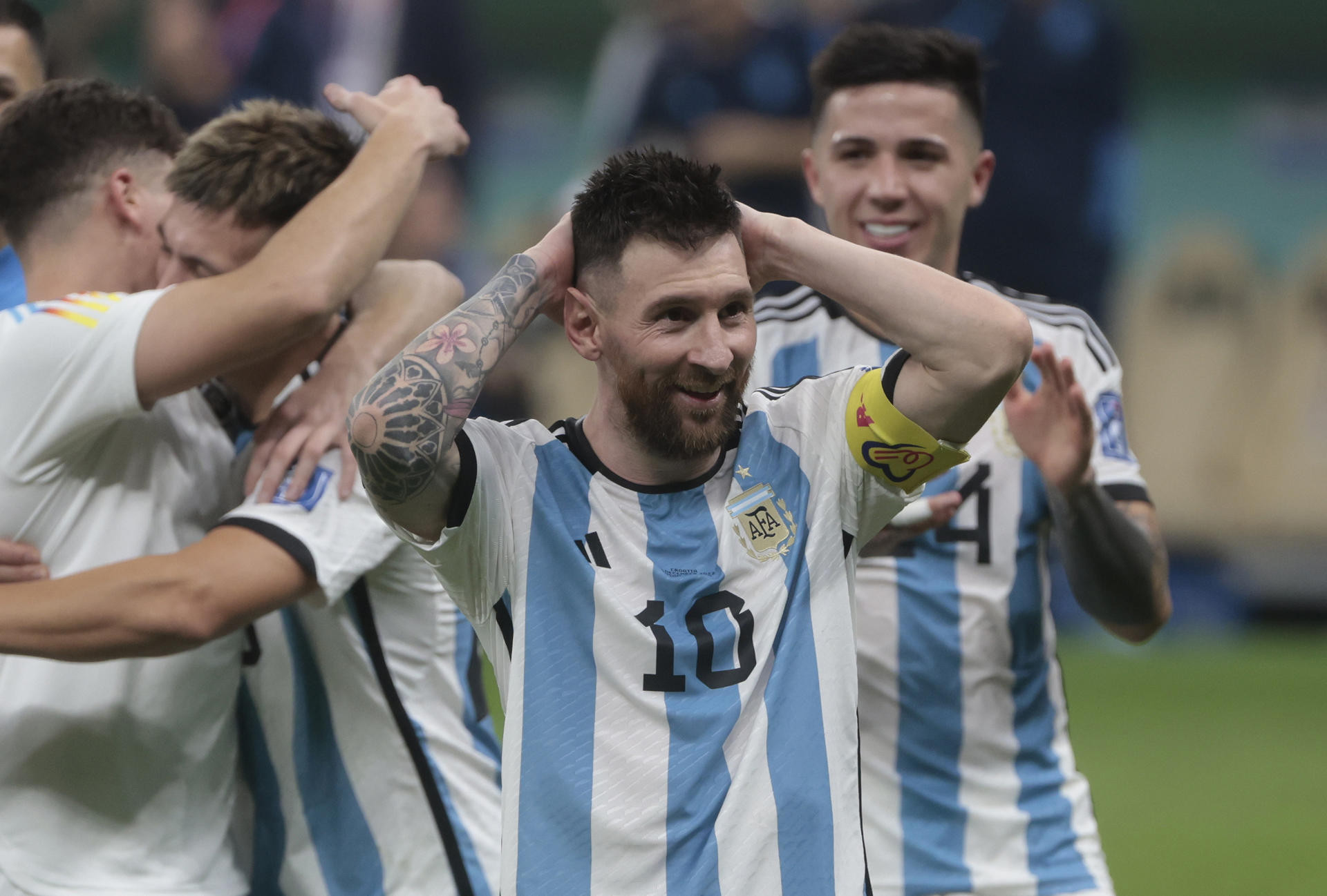 Leo Messi, feliz tras la victoria de Argentina ante Croacia