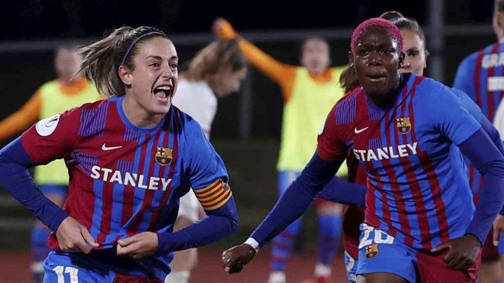 La alegría de Alexia Putellas tras anotar el gol del triunfo del Barça Femenino / EFE