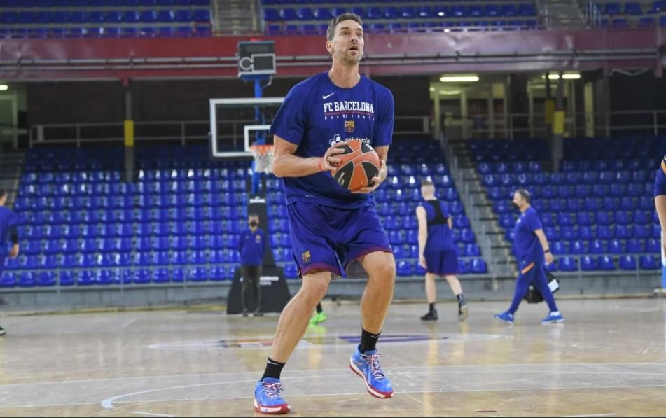 Pau Gasol durante un entrenamiento del Barça de Basket / FCB