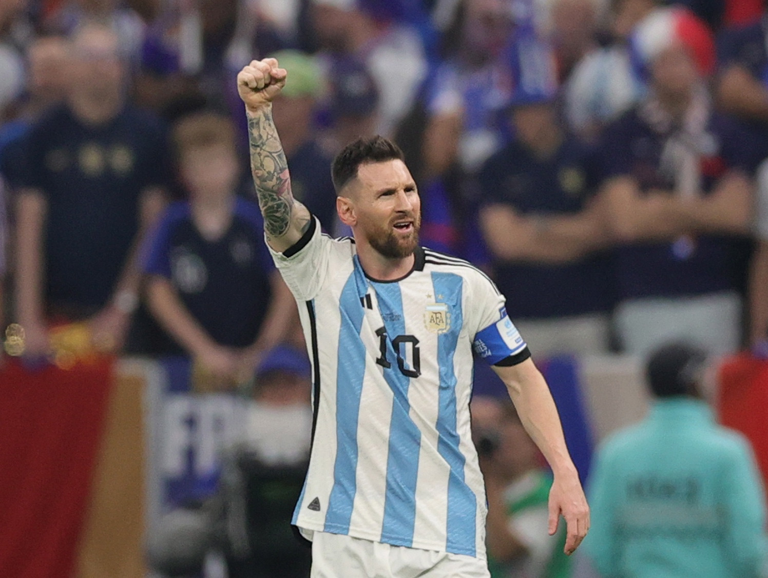 Leo Messi celebra el gol de penalti contra la selección de Francia / EFE