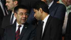 Bartomeu y Nasser Al-Khelaifi en un Barça-PSG / EFE