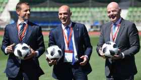 Ceferin (UEFA), Rubiales (RFEF) e Infantino (FIFA) en una imagen de archivo / Redes