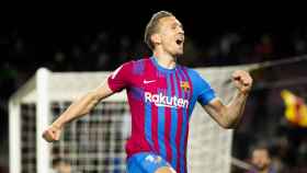 Luuk de Jong, celebrando un gol en el Camp Nou, contra el Athletic Club / FCB