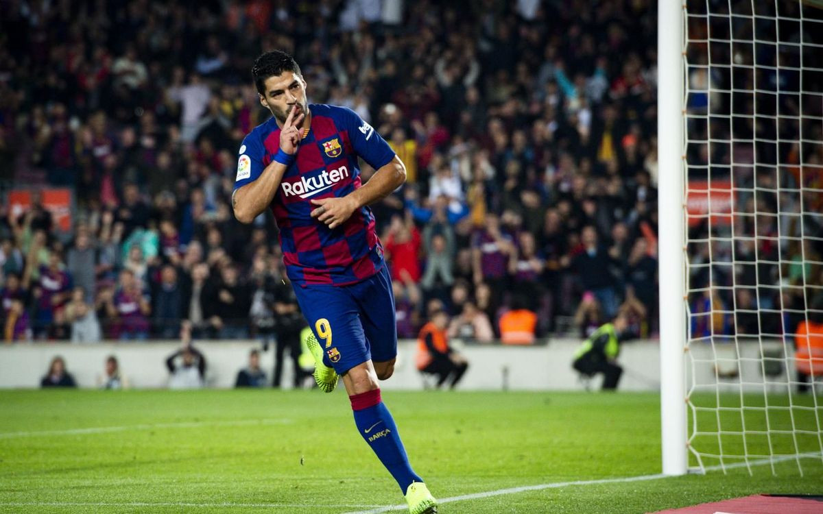 Luis Suárez celebra un gol con el Barça en la temporada 2019-20 / FCB