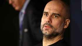 Guardiola, en el banquillo del Santiago Bernabéu | EFE