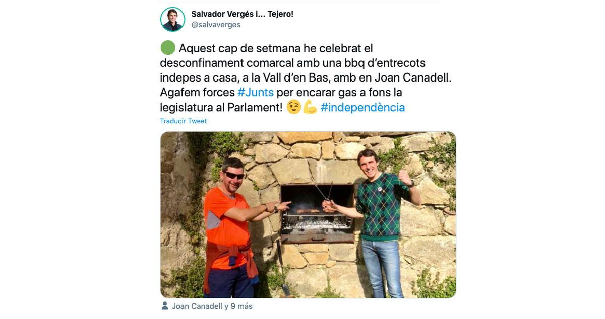 La polémica barbacoa en la que ha participado Joan Canadell / TWITTER