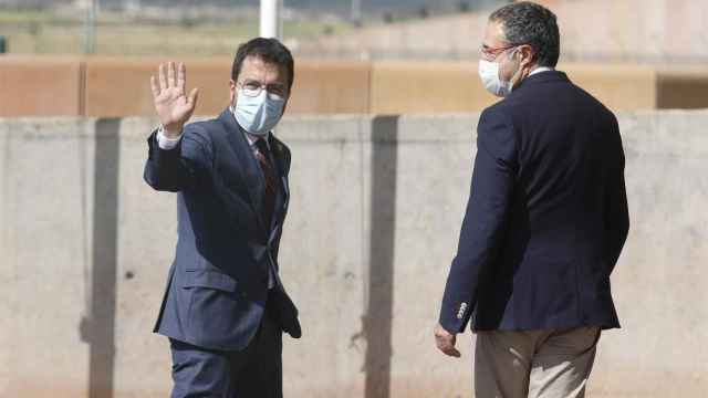 El presidente de la Generalitat, Pere Aragonès, llegando a la cárcel de Lledoners para visitar a los presos del 1-O / EUROPA PRESS