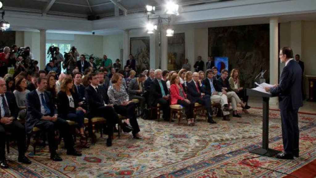 El presidente del Gobierno, Mariano Rajoy, en rueda de prensa tras el último Consejo de Ministros antes de las vacaciones