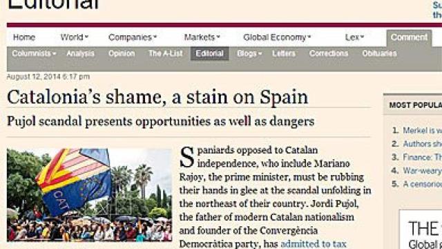 La vergüenza de Cataluña, una mancha en España, editorial del diario británico 'Financial Times'