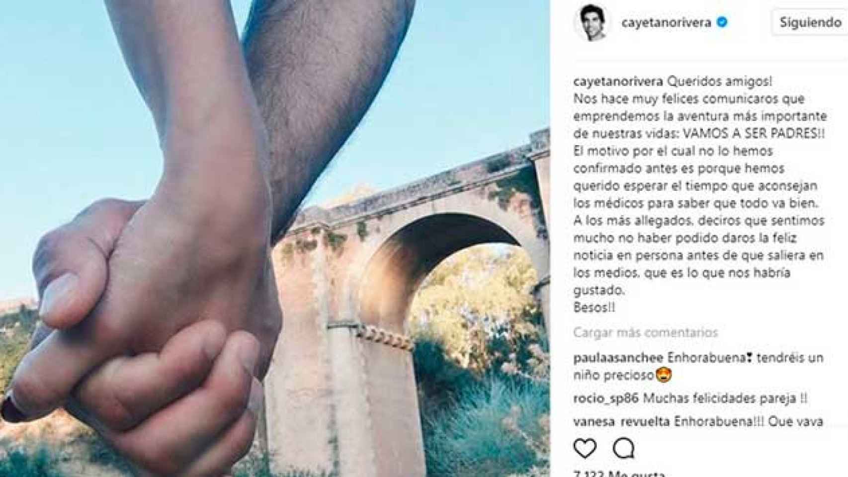 Publicación hecha por Cayetano Rivera, y compartida también por Eva González, en su cuenta de Instagram / CG