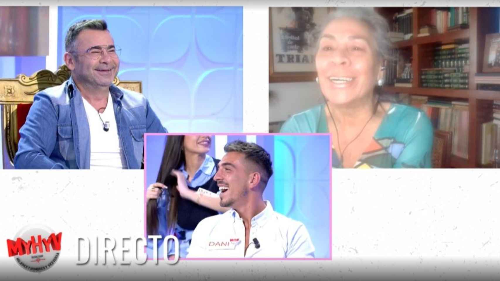 Jorge Javier Vázquez recibe los consejos de Carmen Gahona en su trono de 'MyHyV' / MEDIASET