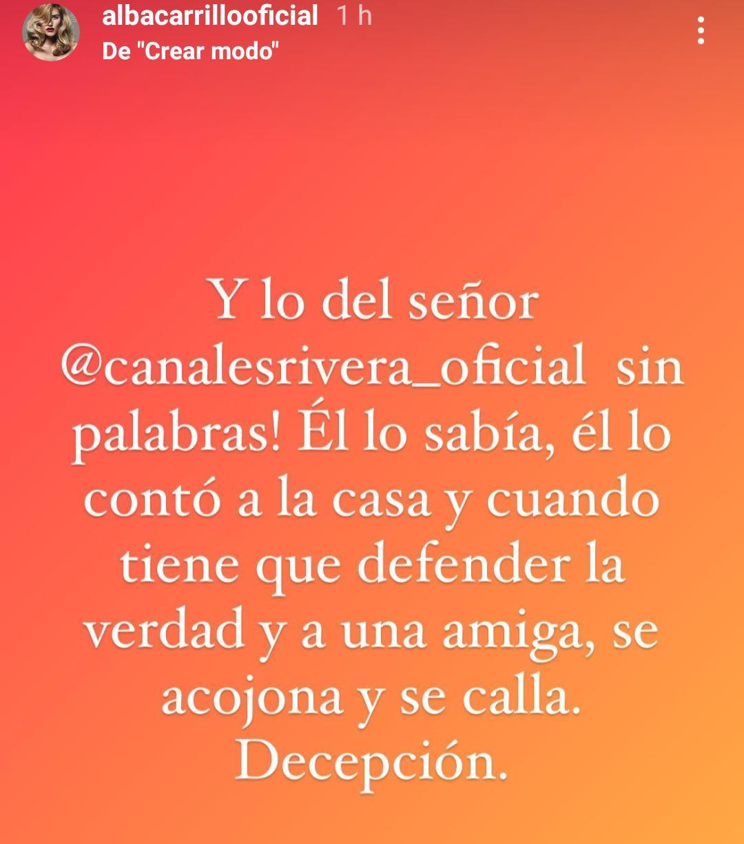 Mensaje de Alba Carrillo / INSTAGRAM