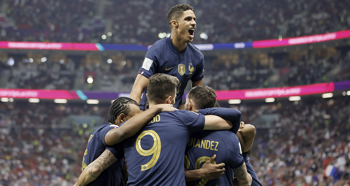 Francia festeja el gol del triunfo contra Marruecos en las semifinales del Mundial / EFE