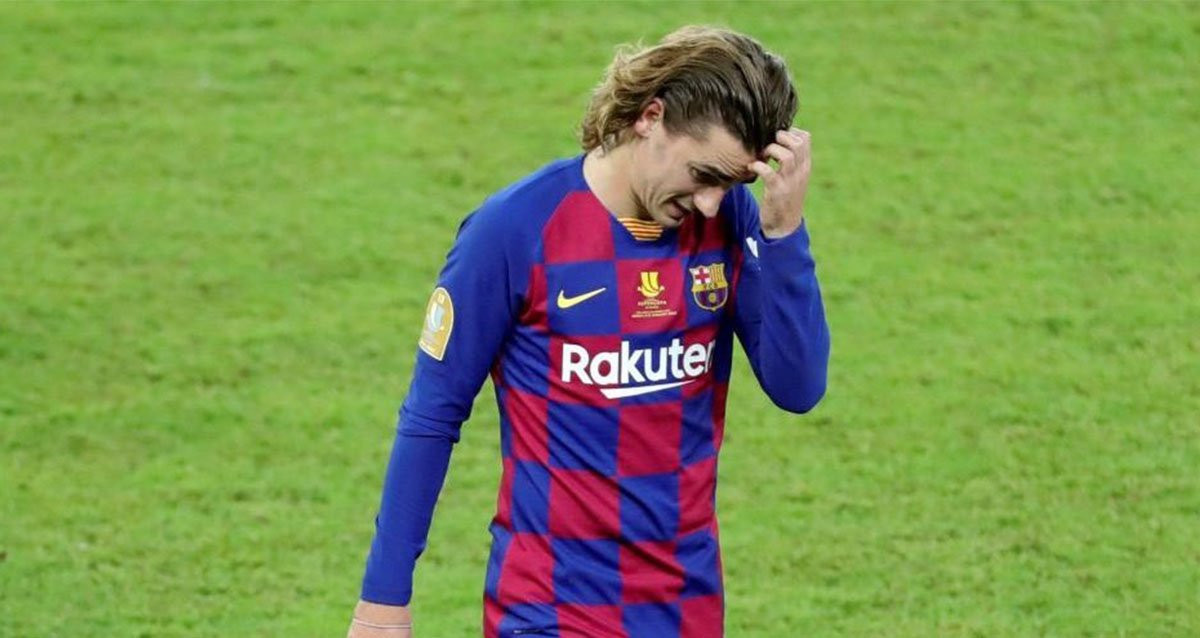 Griezmann en un gesto de frustración durante un partido en su primera temporada como blaugrana / EFE