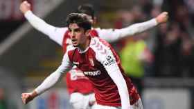 Francisco Trincao celebra un gol del Sporting de Braga / EFE