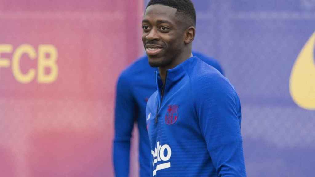 Una foto de Ousmane Dembelé durante un entrenamiento del Barça / FCB