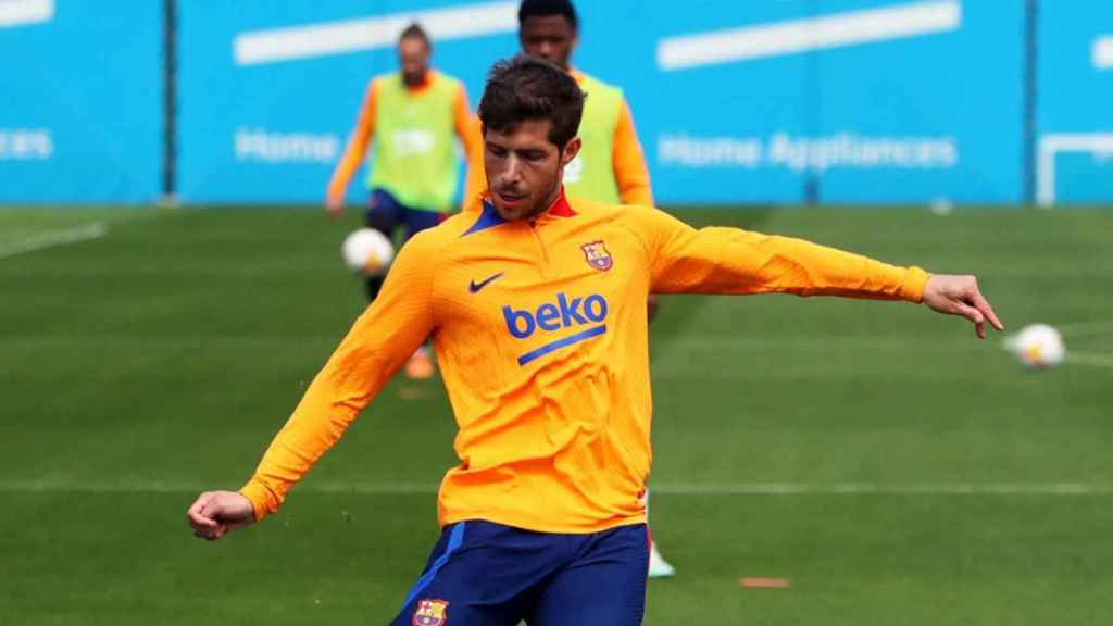 Sergi Roberto, durante un entrenamiento del Barça / FCB