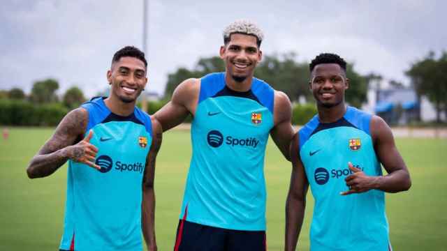 Raphinha, Araujo y Ansu Fati, en la gira de Estados Unidos, en Miami / FCB