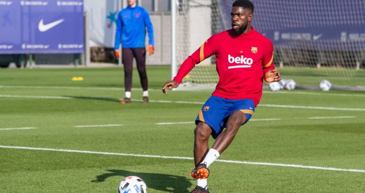 Umtiti en el partido con el Barça B / FCB