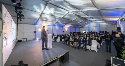 Antonio Martín Jiménez, presidente del Grupo Avintia, se dirige a los invitados a la inauguración de Wallex, en Aranda de Duero / CEDIDA