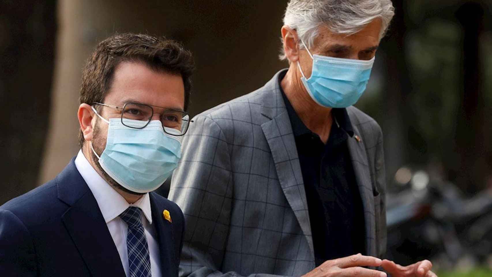 El presidente del Govern, Pere Aragonès, con el consejero de Salud de la Generalitat, Josep Maria Argimon / EFE