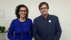 Marta Rovira (ERC) y Carles Puigdemont (JxCat), en Ginebra (Suiza)