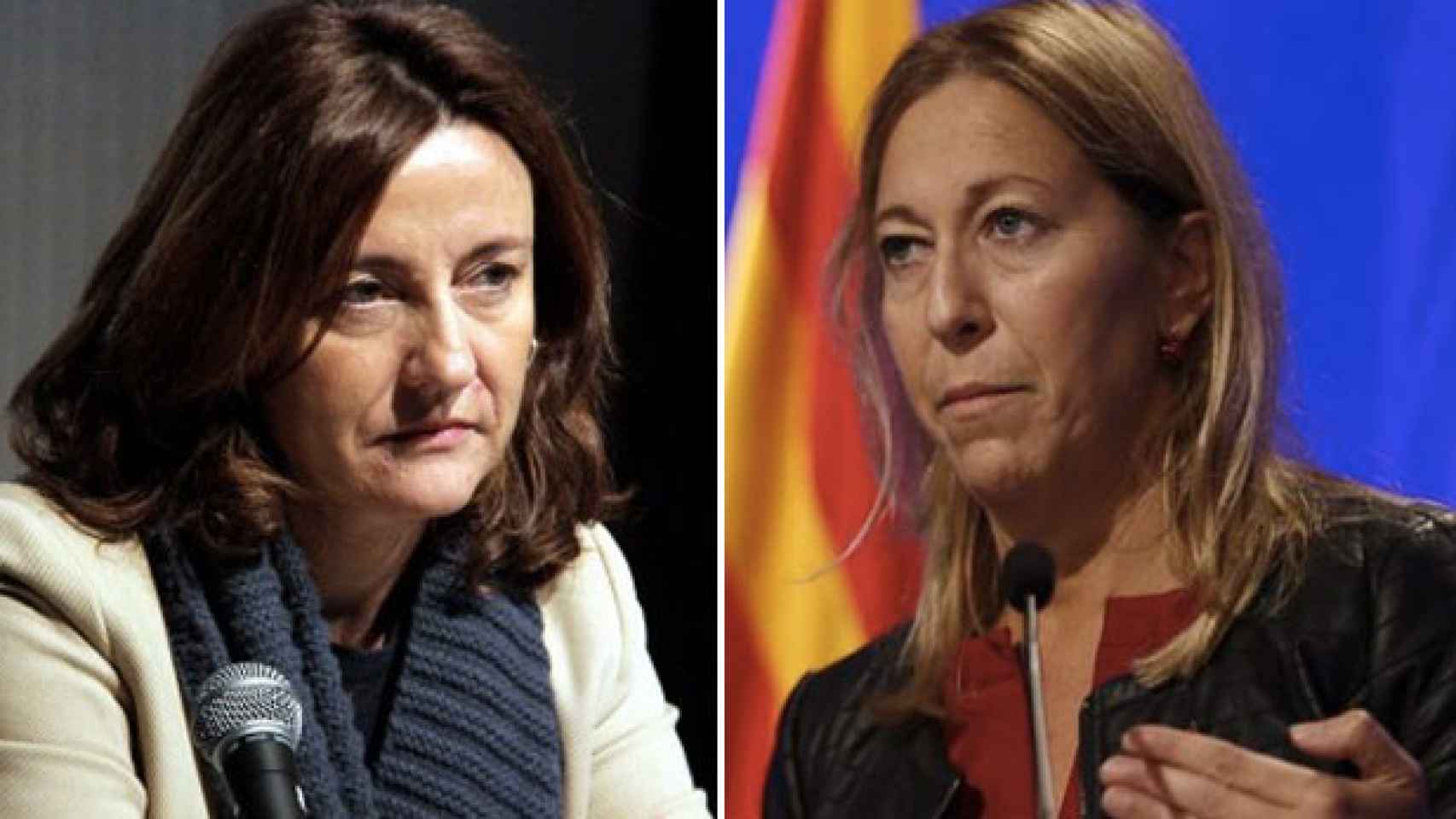 Mercè Conesa (i), presidenta de la Diputación, del consejo nacional de PDECat y alcaldesa de Sant Cugat del Vallès, y Neus Munté, consejera de Presidencia y portavoz del Govern / FOTOMONTAJE DE CG