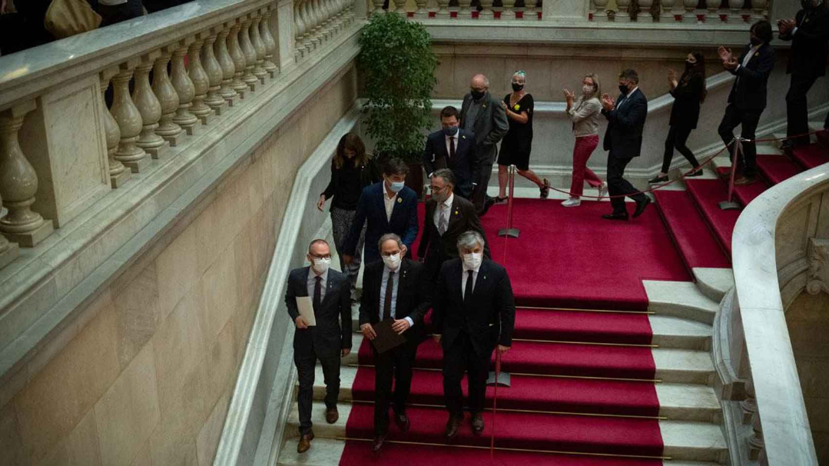 El expresidente Quim Torra en su acto de autohomenaje en el Parlament / EP