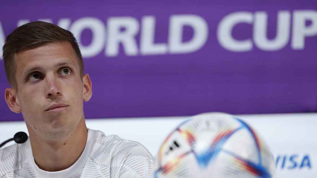 Dani Olmo, durante una rueda de prensa del Mundial de Qatar / EFE