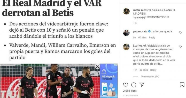 El hermano de Messi sobre el VAR / Redes