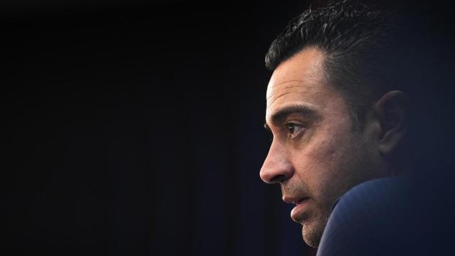 Xavi Hernández, durante una rueda de prensa, previa a un partido del Barça / EFE