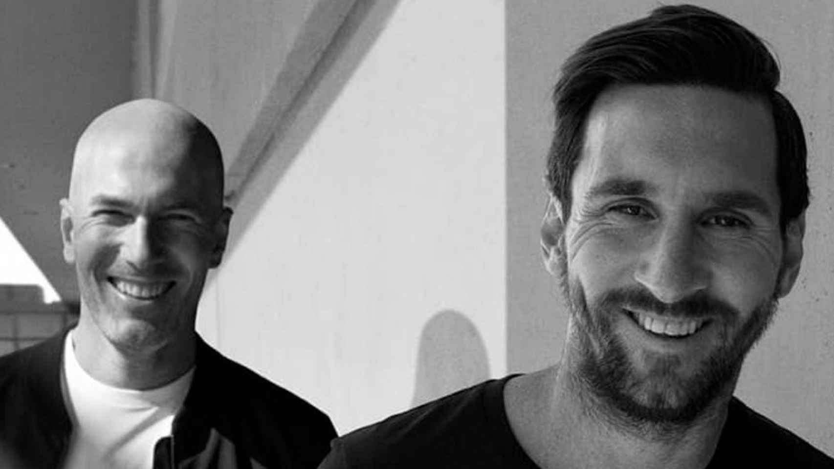 Leo Messi y Zinedine Zidane en blanco y negro / INSTAGRAM