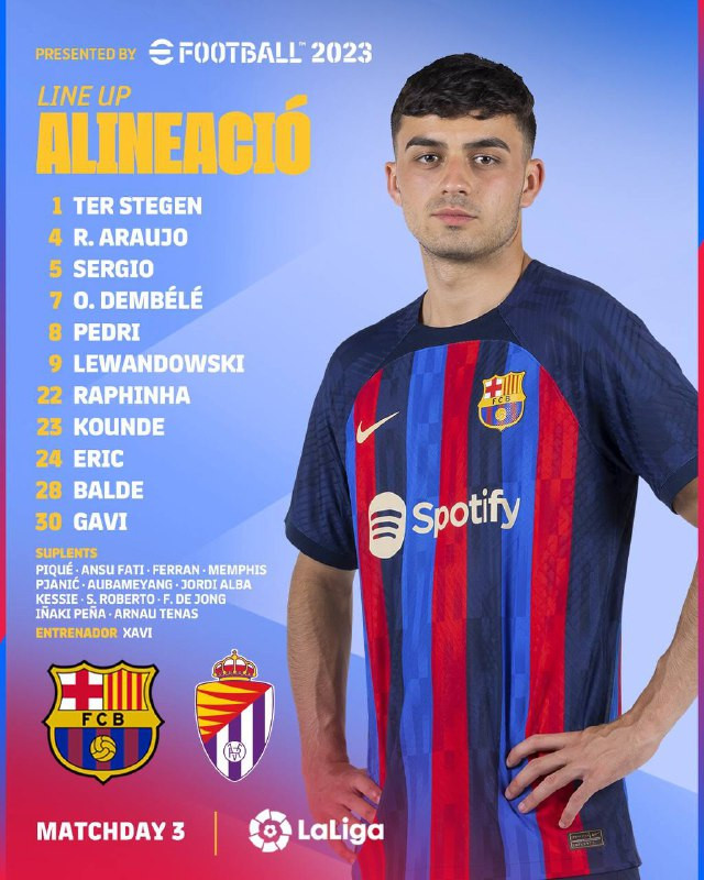 La alineación del FC Barcelona para enfrentarse al Real Valladolid / FCB