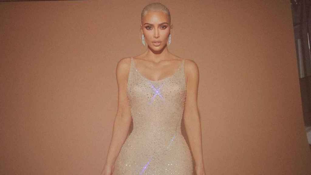 Kim Kardashian, con el vestido de Marilyn Monroe /INSTAGRAM