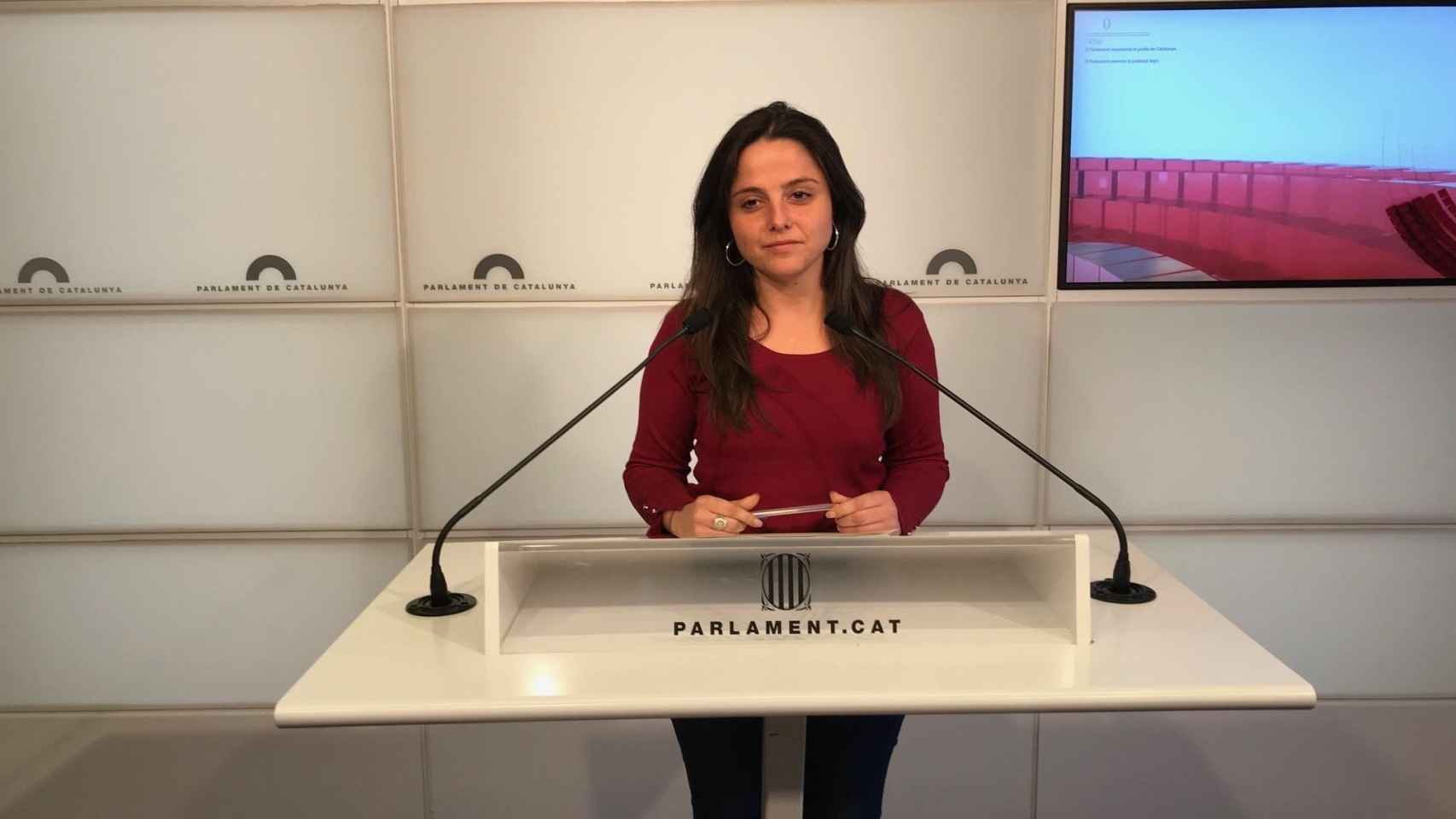 Maria Sirvent, durante la rueda de prensa en el Parlament / EUROPA PRESS