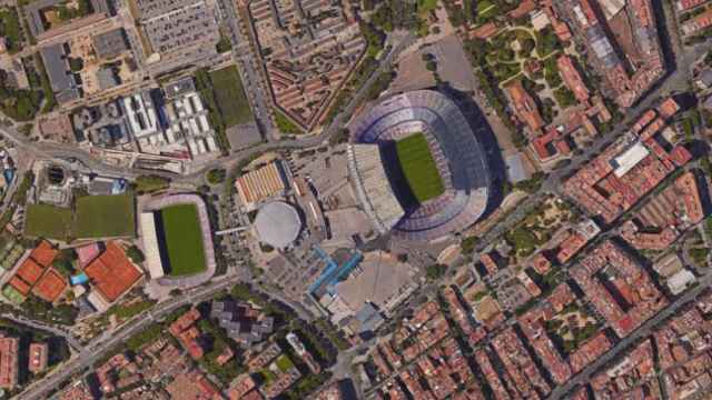 Imagen aérea del Camp Nou, situado en el barrio de Les Corts / CG