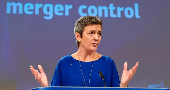 La comisaria europea de Competencia, Margrethe Vestager, informa que la Comisión Europea ha bloqueado la fusión de Alstom y Siemens / EFE