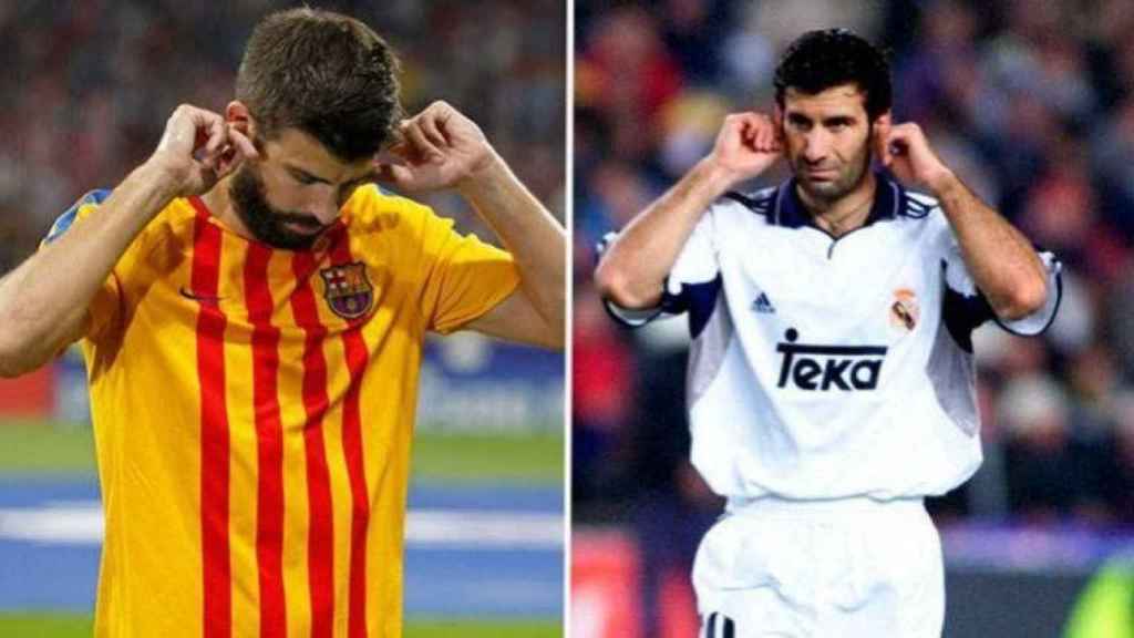 Piqué imita a Luis Figo en el Wanda / Movistar +