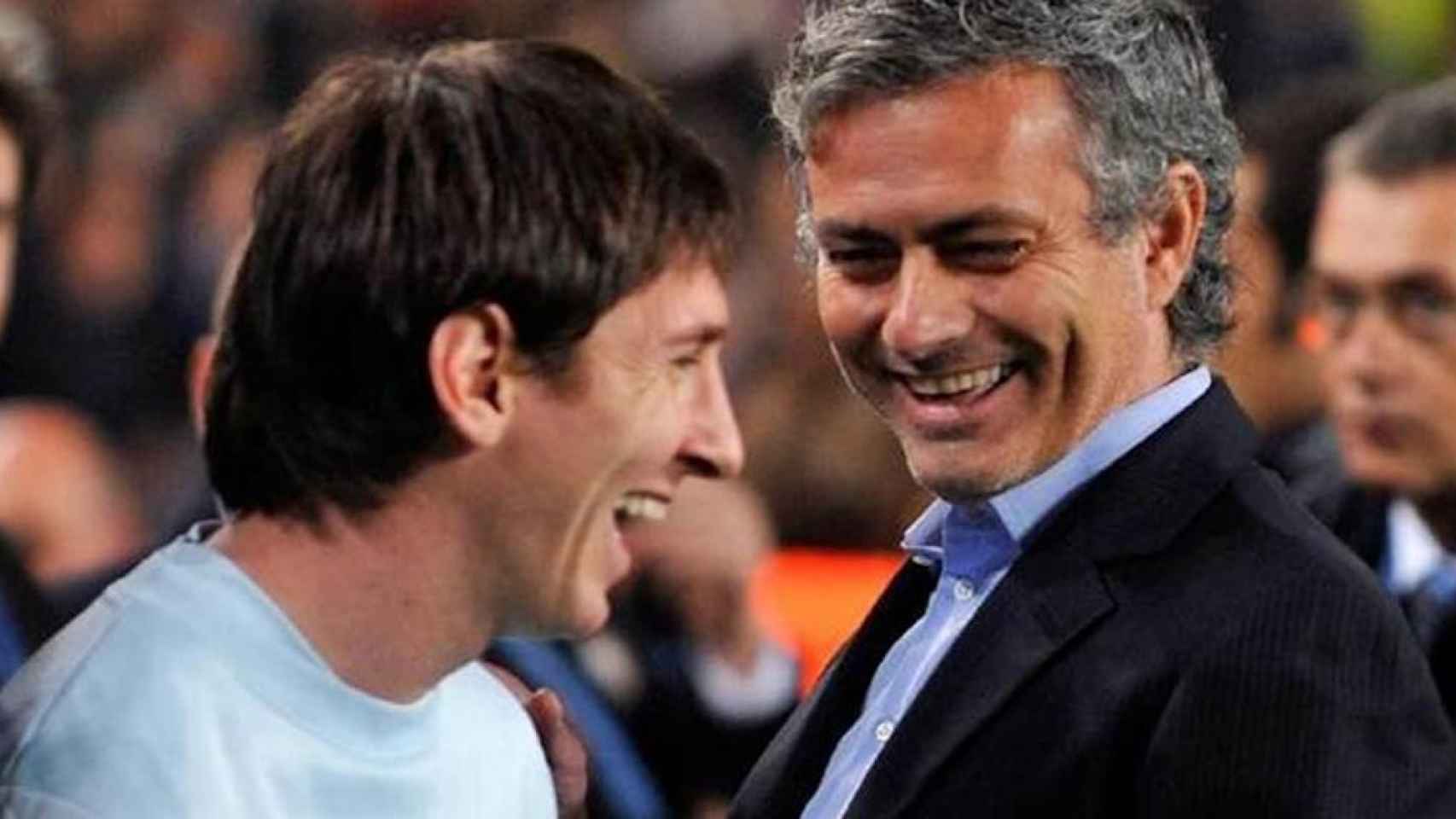 Una foto de José Mourinho y Leo Messi / Twitter