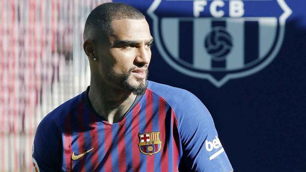 Prince Boateng en su presentación como futbolista del Barça / EFE