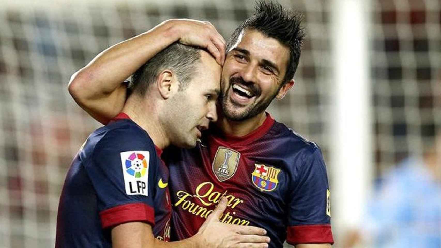 Iniesta y Villa celebran un gol en su etapa como jugadores del Barça / EFE